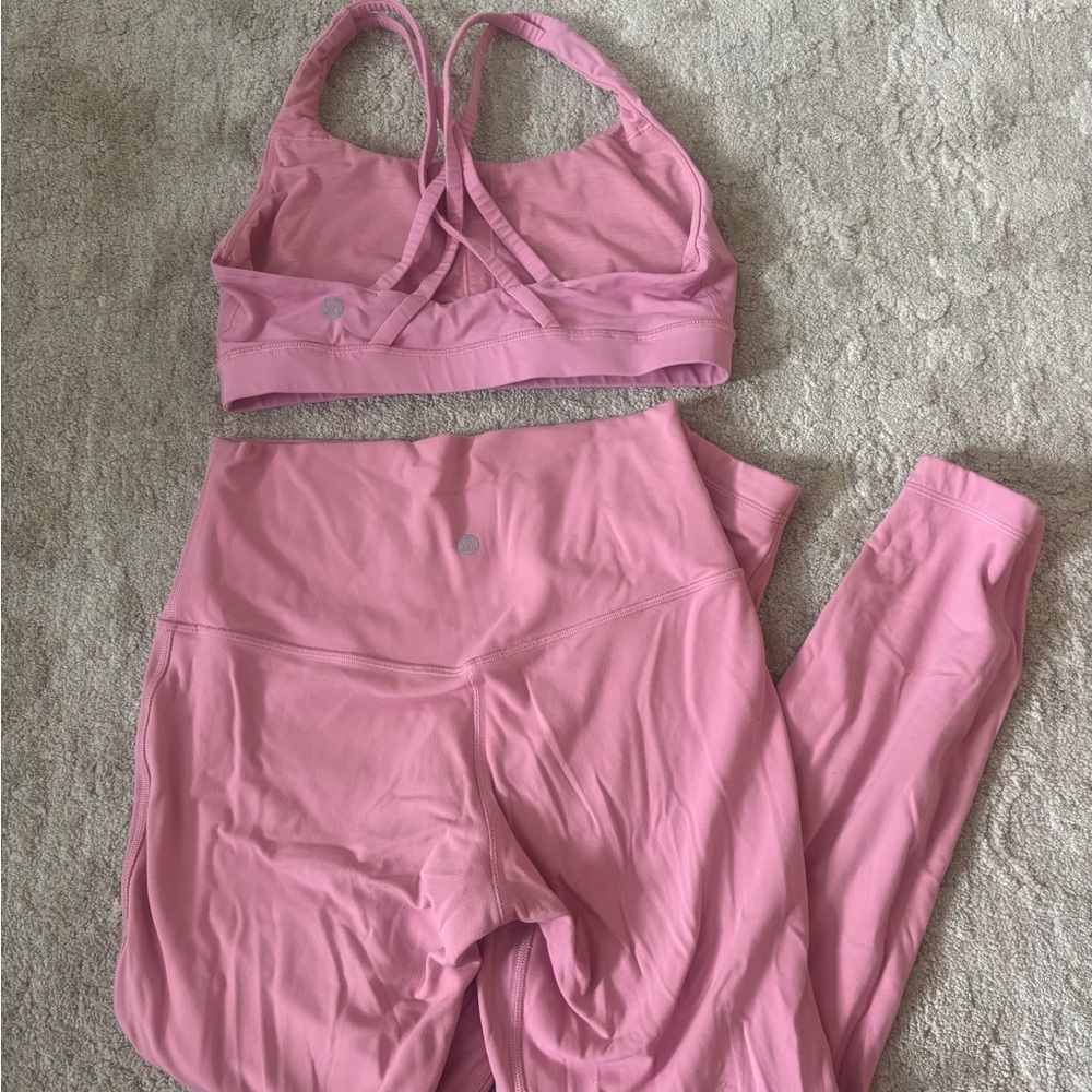 lululemon athletica Pink Strappy Sports Bra & High-Waist Leggings Set